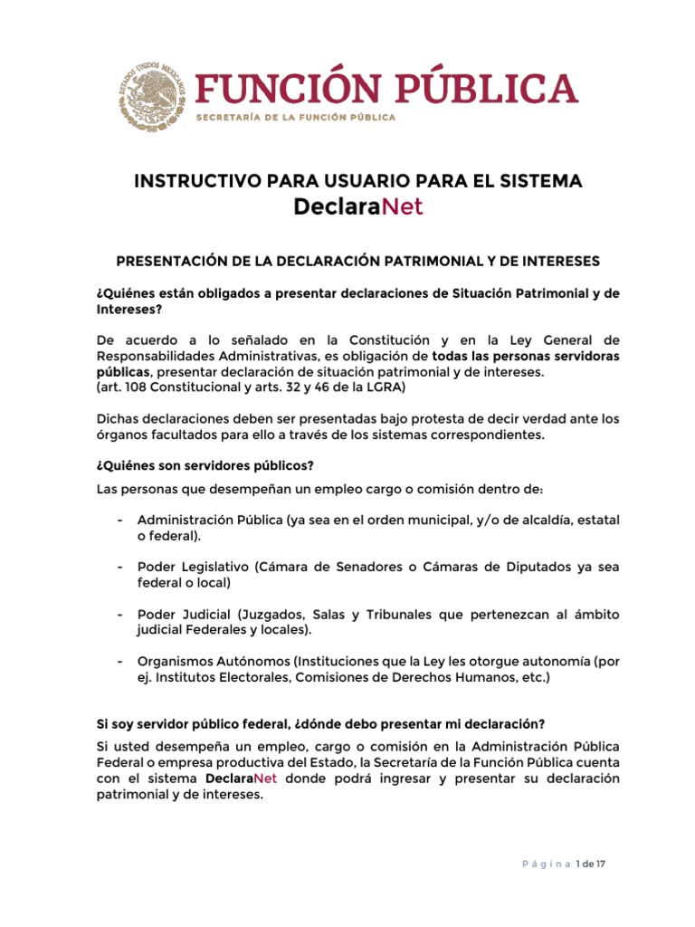 Instructivo para DeclaraNet: Presentación Patrimonial | PDF | Finanzas ...