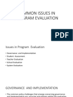 Common Issues in Program Evaluation
