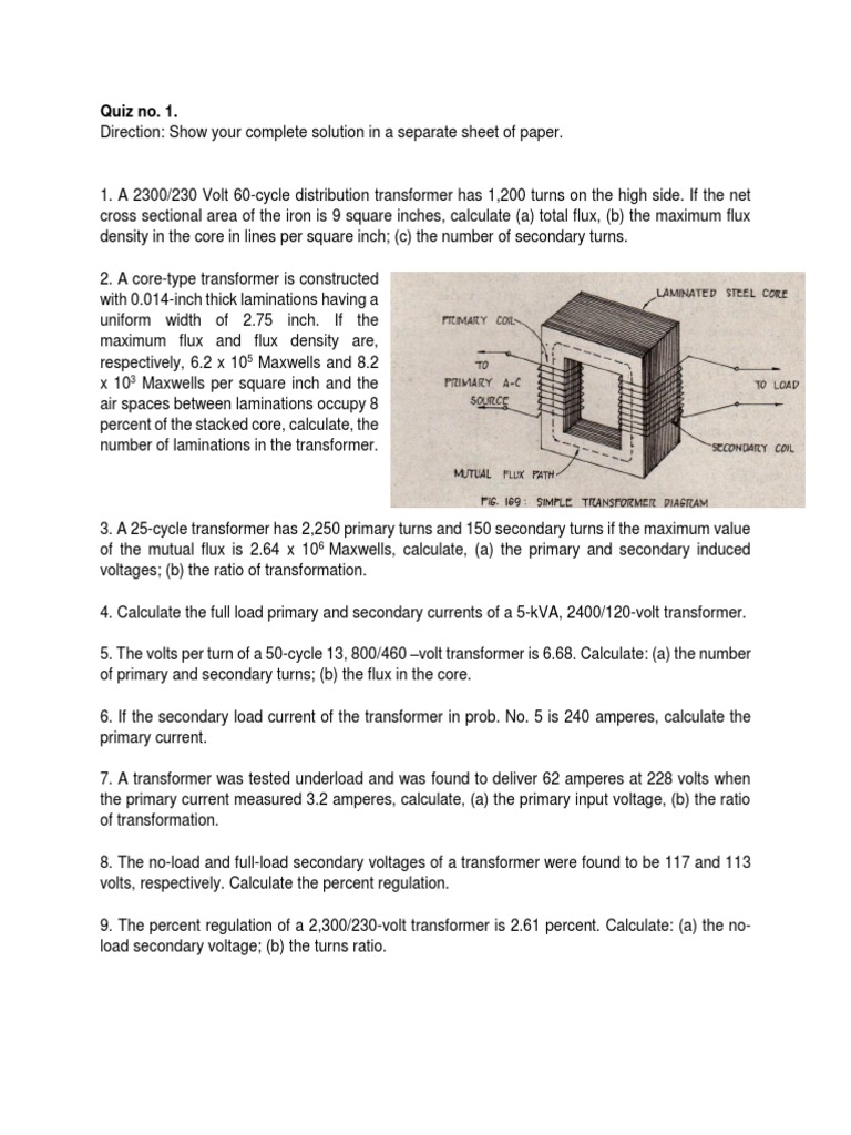 Quiz Transformers Pdf