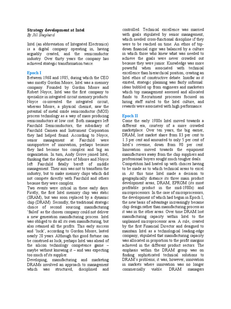 Intel's Strategic Evolution in Semiconductors | PDF | Intel ...