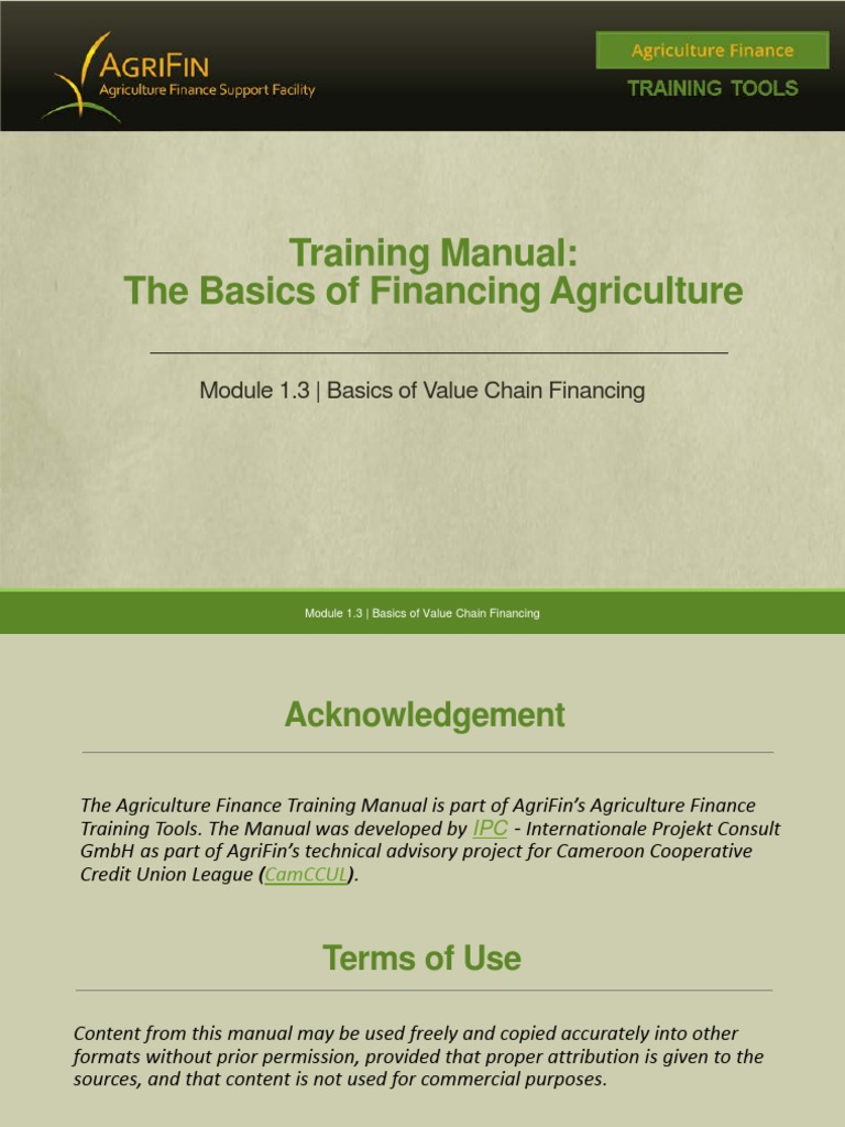 1.3 Basics of Value Chain Financing-V1 | PDF | Agriculture | Retail