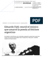 Eduardo Falú - Murió El Músico Que Amarró La Poesía Al Folclore Argentino - 10 - 08 - 2013 - Clarí