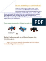 Fordson Tractor Manuals To Download