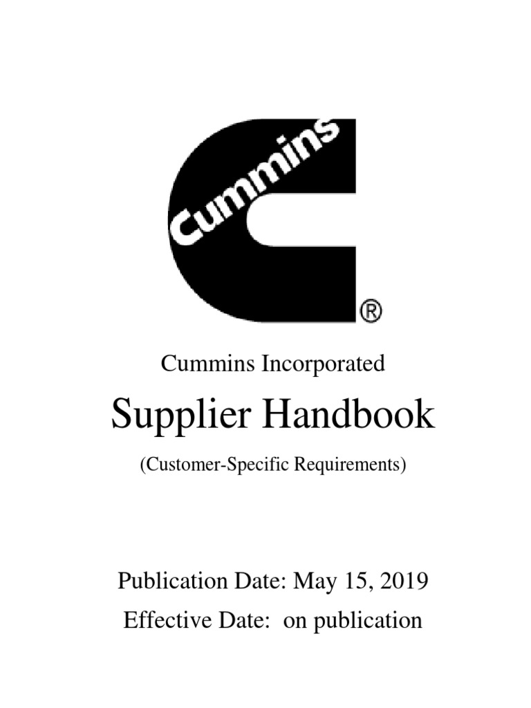 Cummins Inc.Supplier Handbook (Customer Specific Requirements) PDF