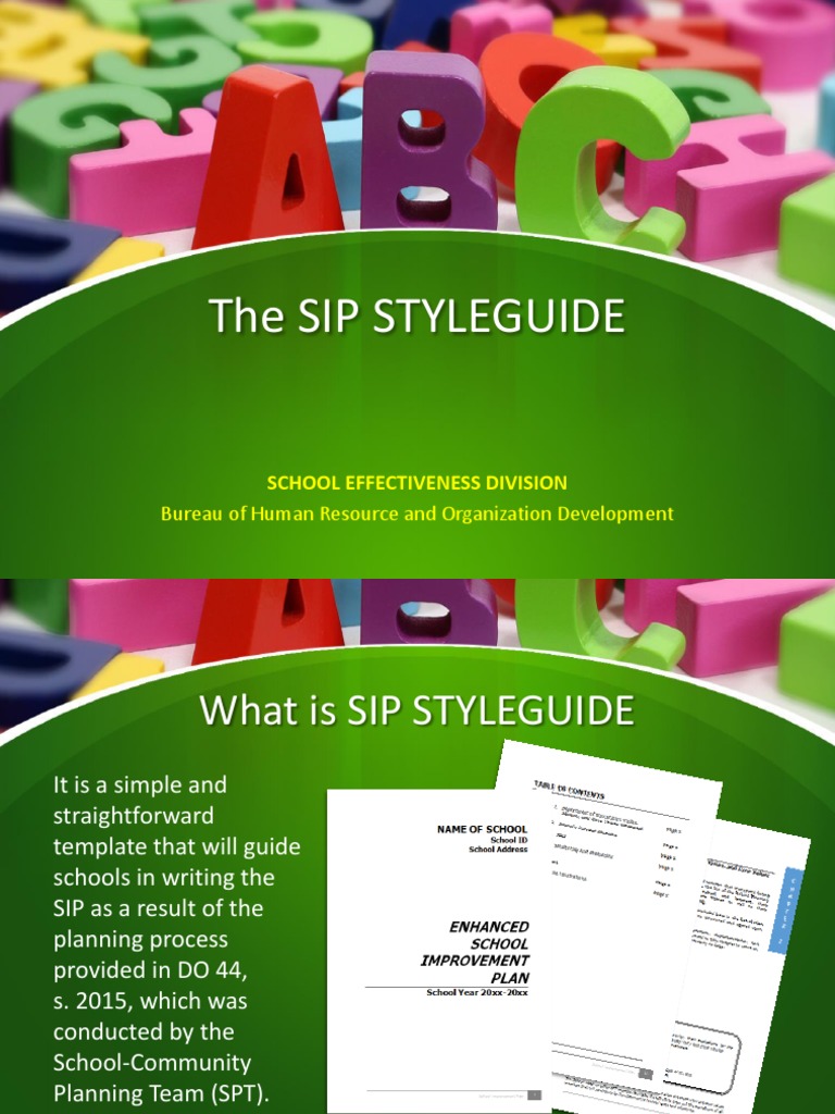 SIP Styleguide for School Planning | PDF | Career & Growth | Business