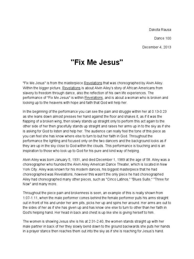 Sample Dance Essay Dances Jesus