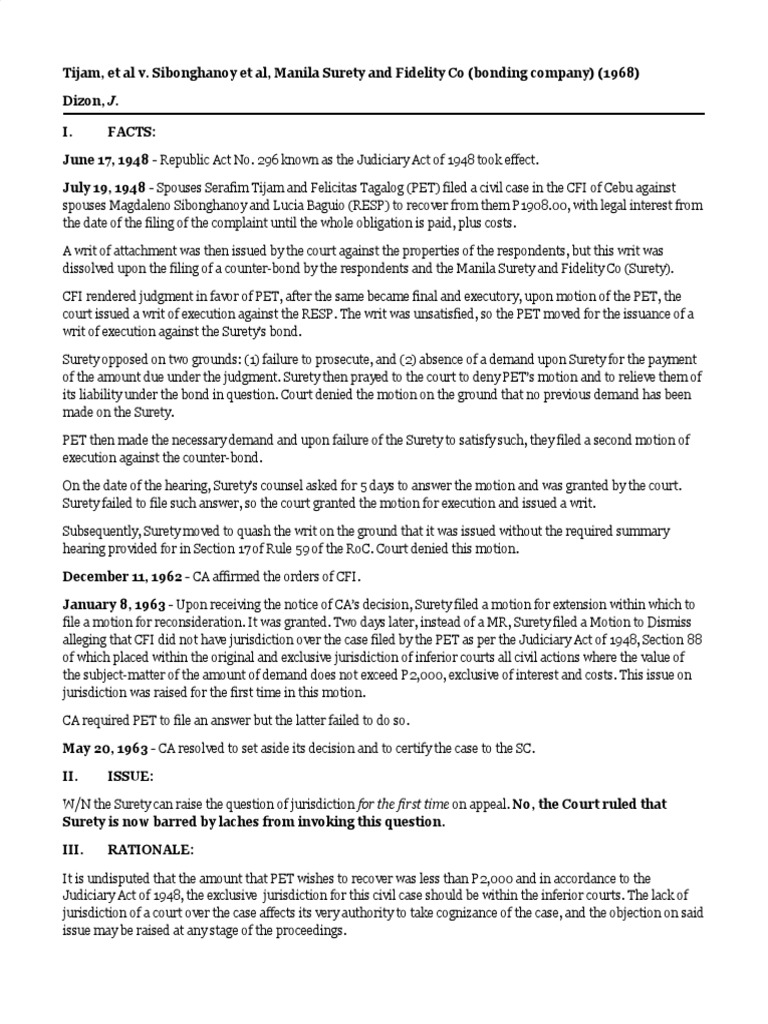 Tijam v. Sibonghanoy PDF Laches (Equity) Estoppel