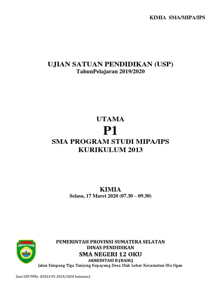 Contoh Kop Soal Usp
