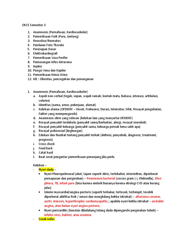 Panduan OSCE Semester 3: Anamnesis dan Pemeriksaan | PDF | Sains ...