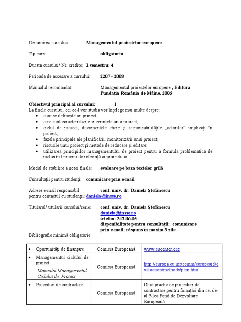 Managementul Proiectelor Europene | PDF