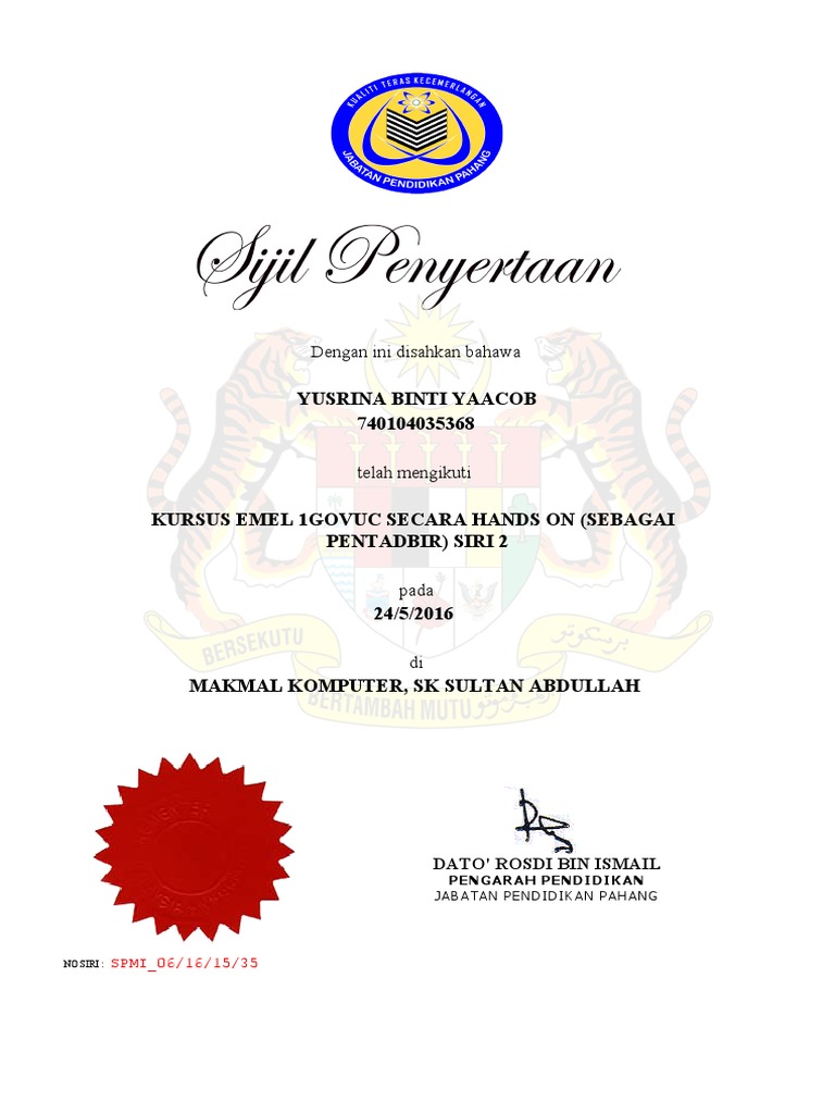 Sijil 1 | PDF