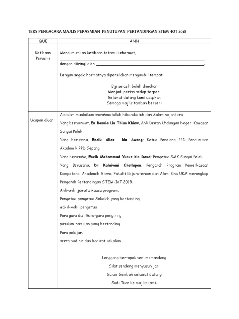 Teks Pengacara Majlis Perasmian Stem  PDF