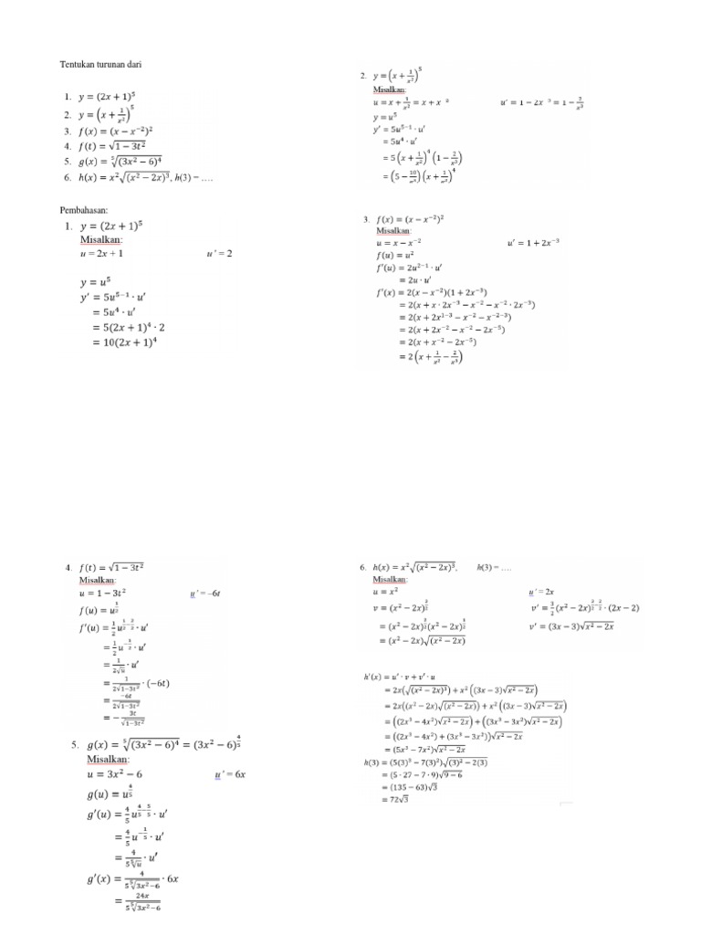 Soal Turunan Fungsi Aljabar Pdf