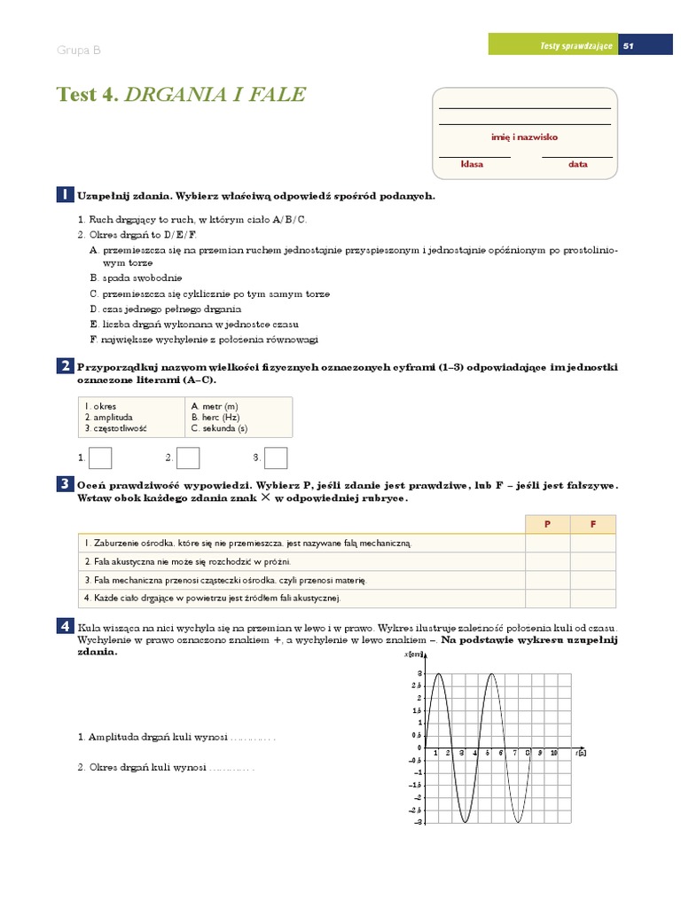 Drgania I Fale Sprawdzian Klasa 8 Pdf