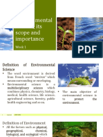 Week 1 Environmental Science, Its Scope and Importance