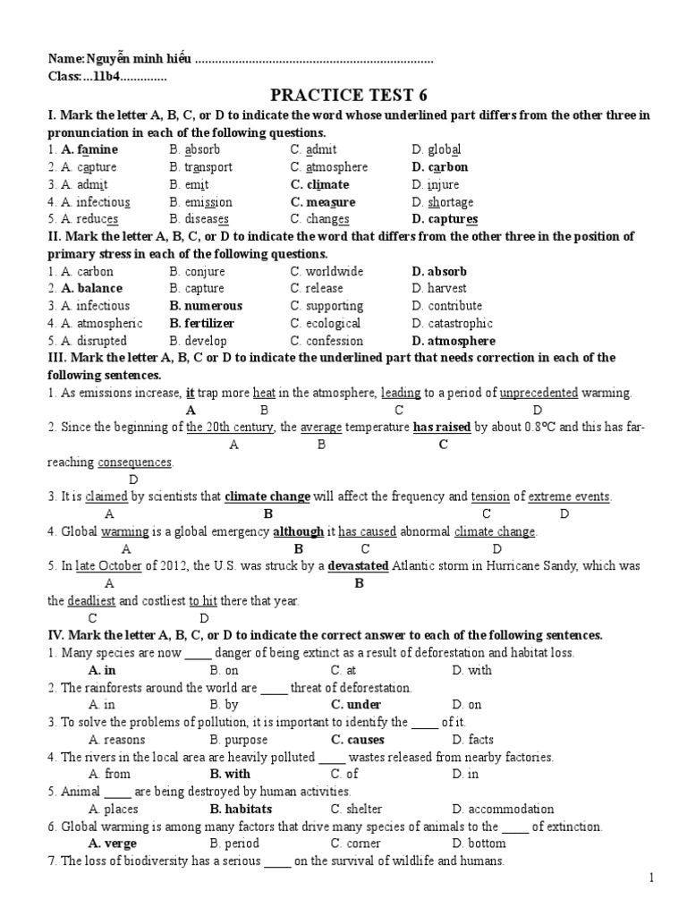 Unit 6 - PRACTICE 6 | PDF | Science & Mathematics