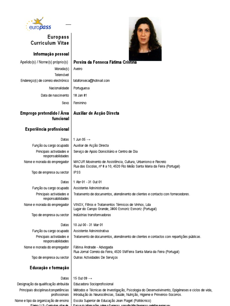 Curriculum vitae portugal picture