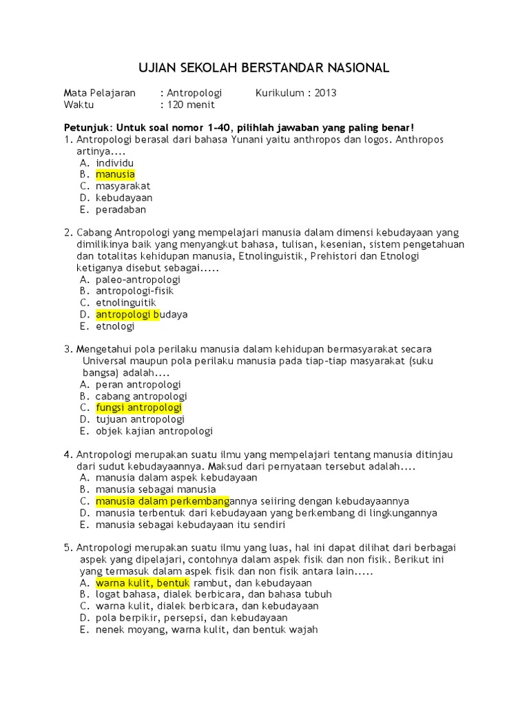 Soal Dan Kunci Paket Utama Ant213