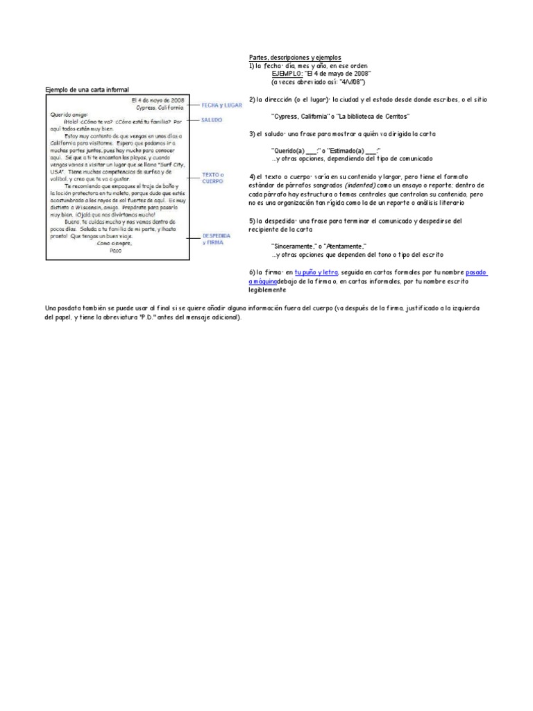 Ejemplo de Una Carta Informal