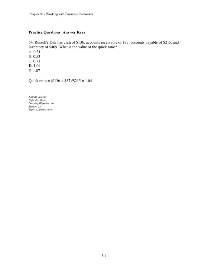 Practice Questions-Chap 3 Answer Keys | PDF
