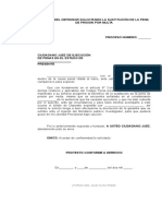 S1escrito Del Defensor Solicitando La Sustitución de La Pena de Prisión Por Multa