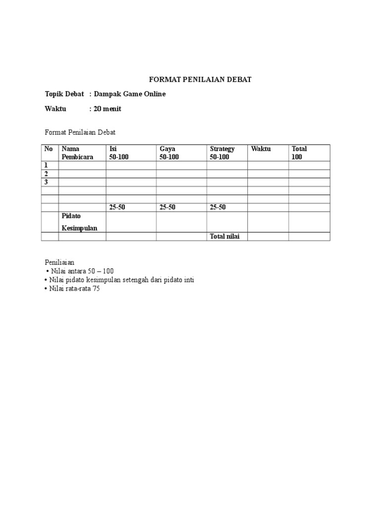 Format Penilaian Debat Pdf