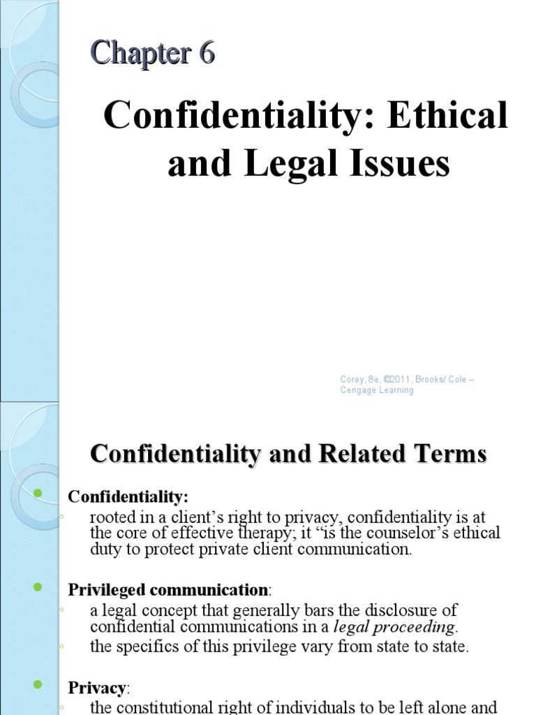 Chapter 6 Confidentiality Ethical And Legal Issues Pdf