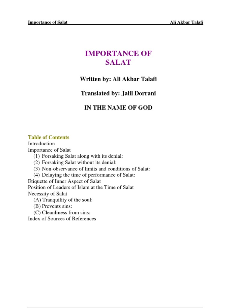 5 Importance Of Salat