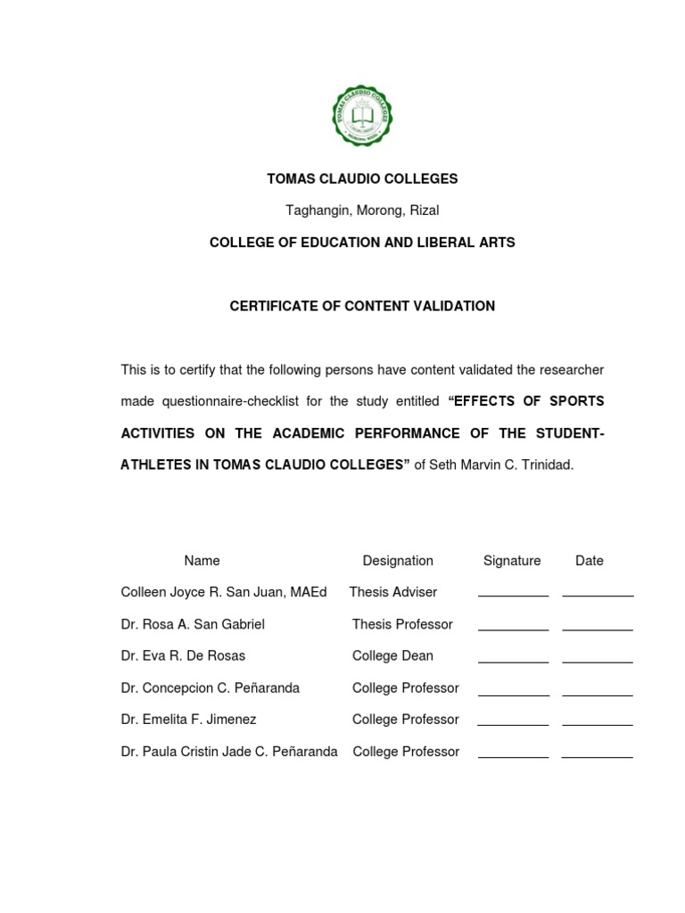 Certificate of Content Validation | PDF