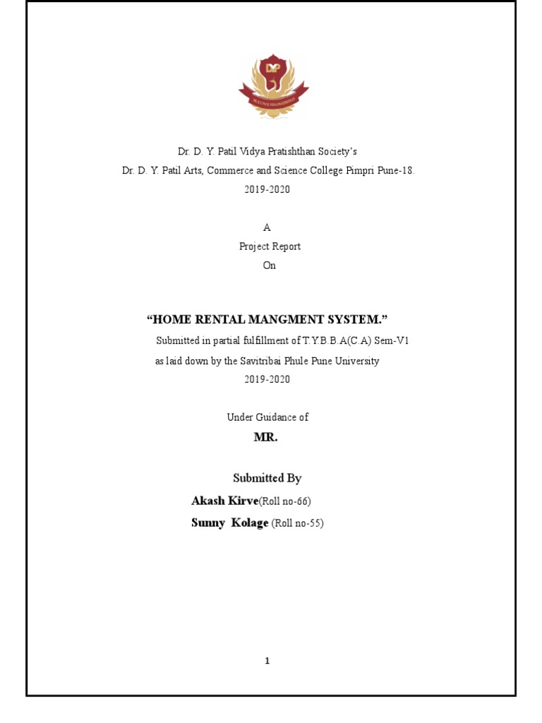 Home Rental Management System Report | PDF | Business