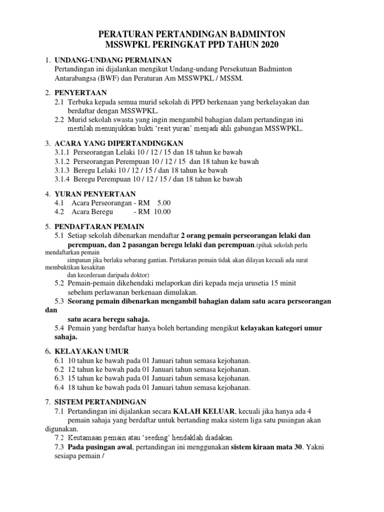 Peraturan Dan Borang Penyertaan PPD | PDF