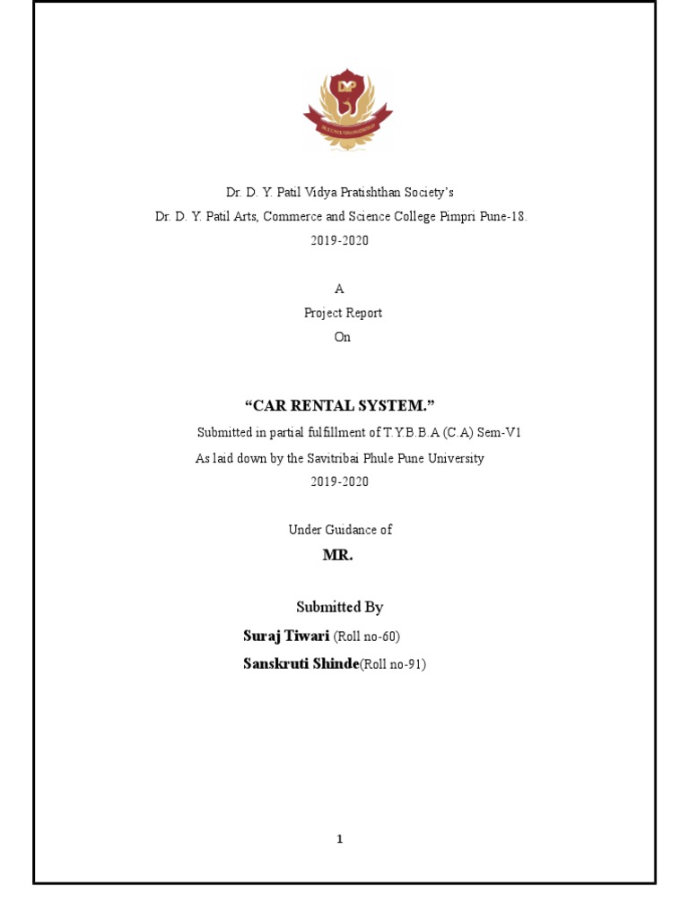 Online Car Rental System Project Report | PDF
