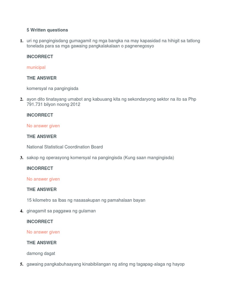 5 Written Questions | PDF