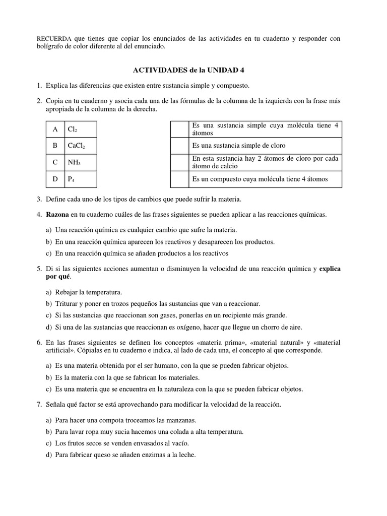 Actividades de La Unidad 4 | PDF