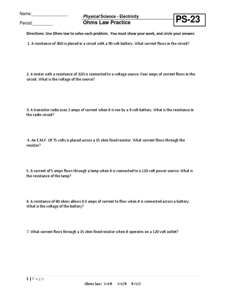 ps-23 - Ohms Law Practice PDF | PDF