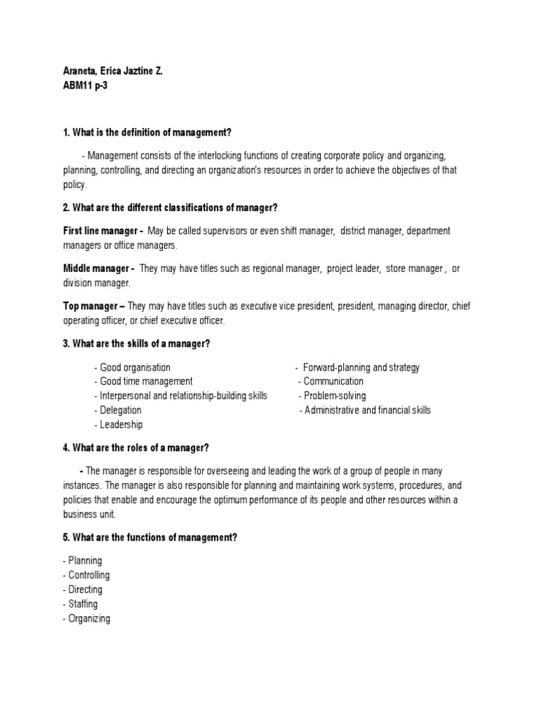 Management Roles and Classifications | PDF | Career & Growth