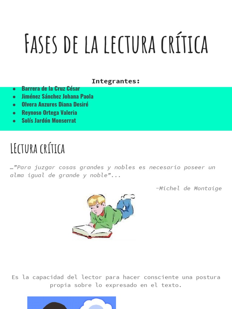 Fases de la lectura crítica Conocimiento Aprendizaje
