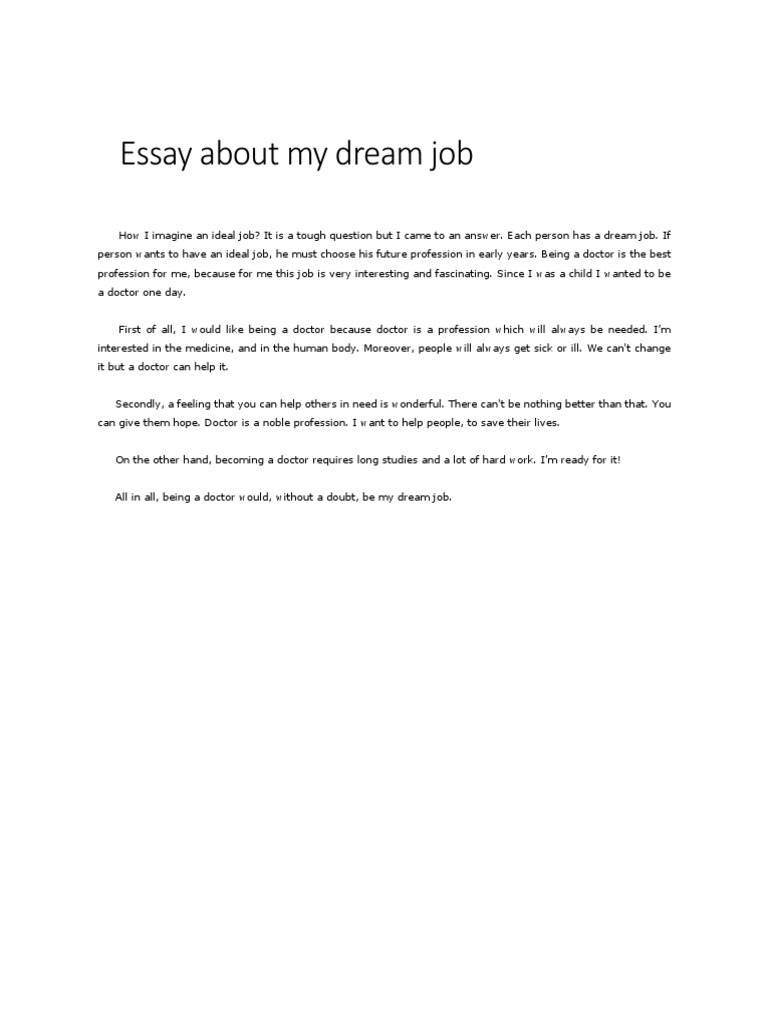 my dream job speech