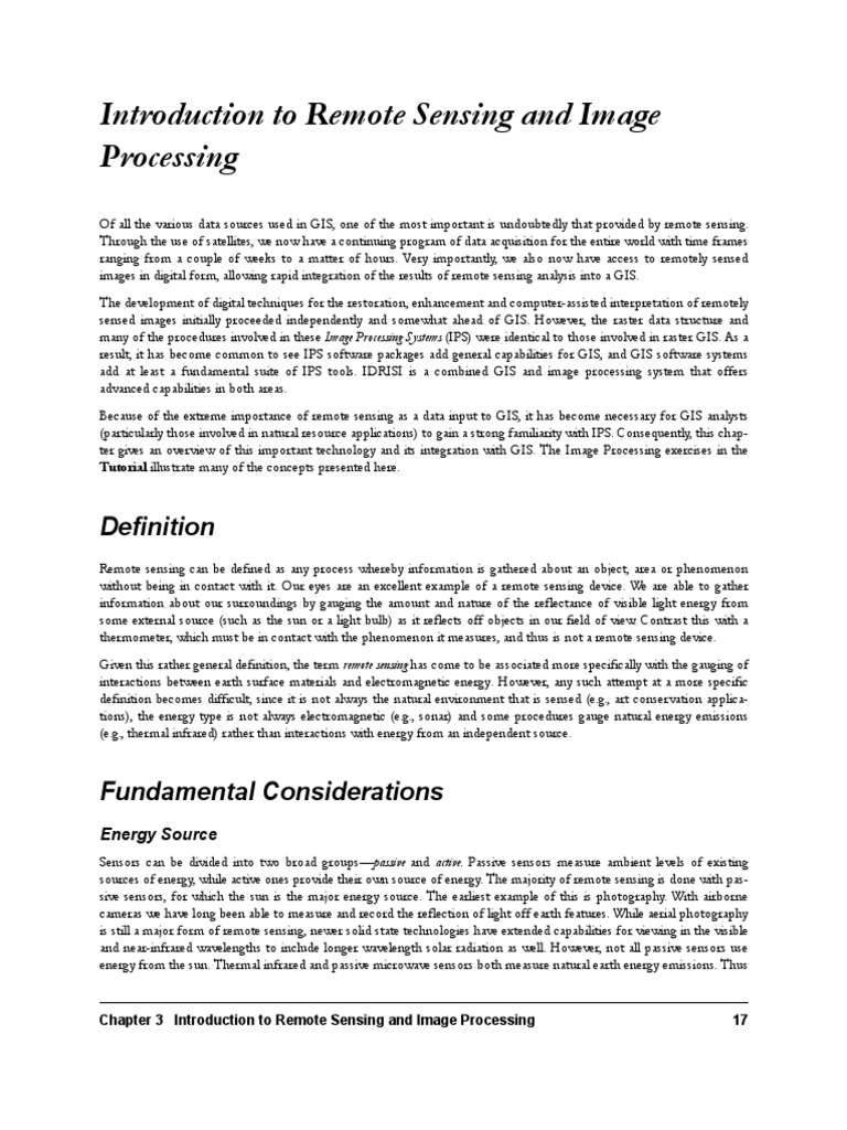 Chapter 3 Introduction To Remote Sensing PDF | PDF | Infrared ...
