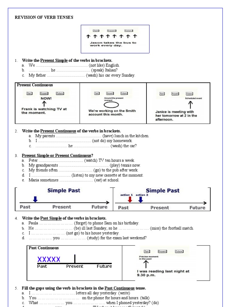 Verb Tenses Revision Exercises | PDF