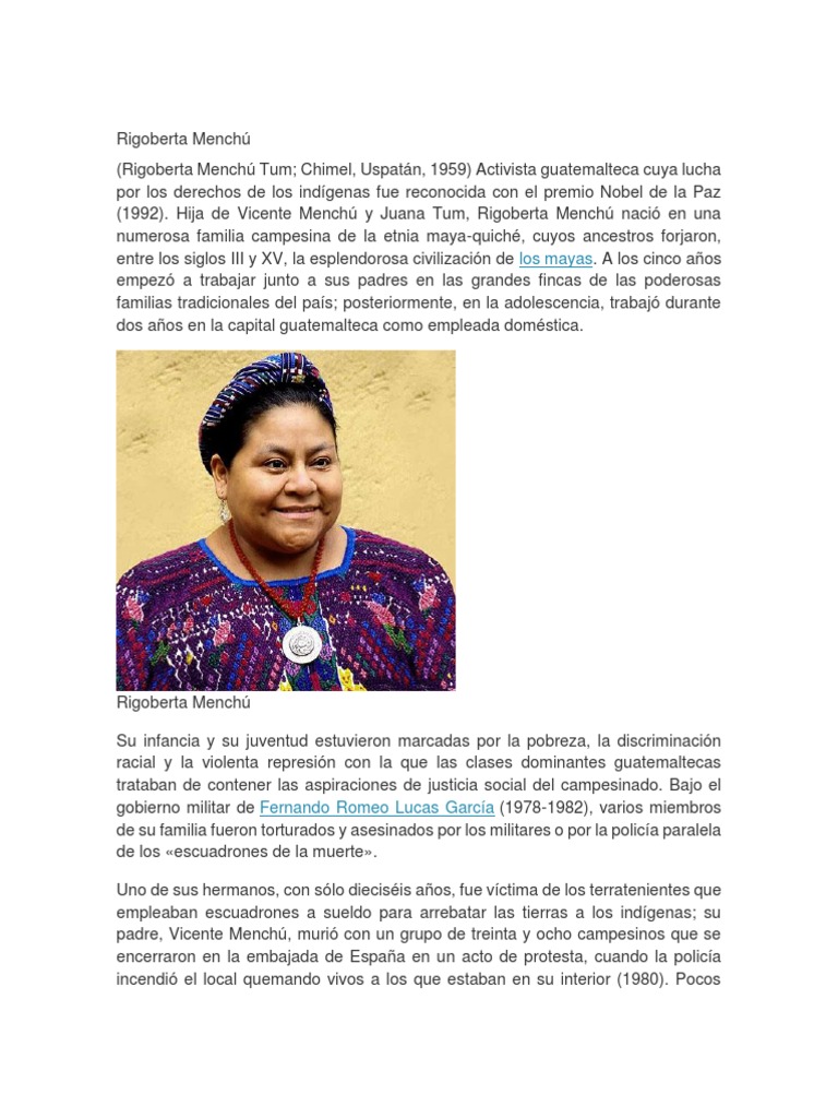 Biografía de Rigoberta Menchú | PDF | Temperatura | Física