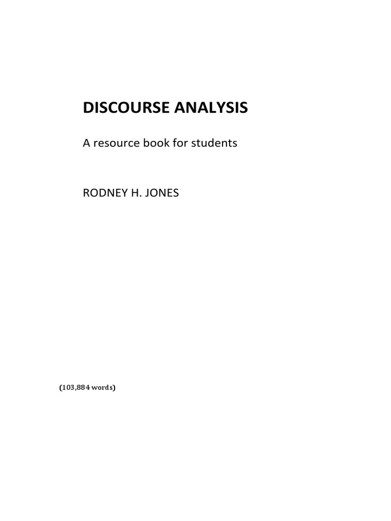 Jones Rodney - Discourse Analysis A Resource Book For Students | PDF ...