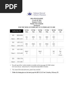 Weekly Schedule