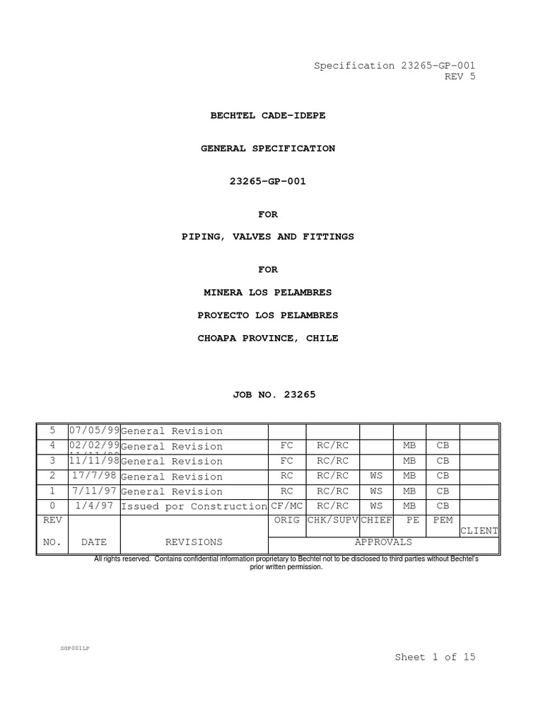 GP 001 - r5 | PDF | Pipe (Fluid Conveyance) | Specification (Technical ...
