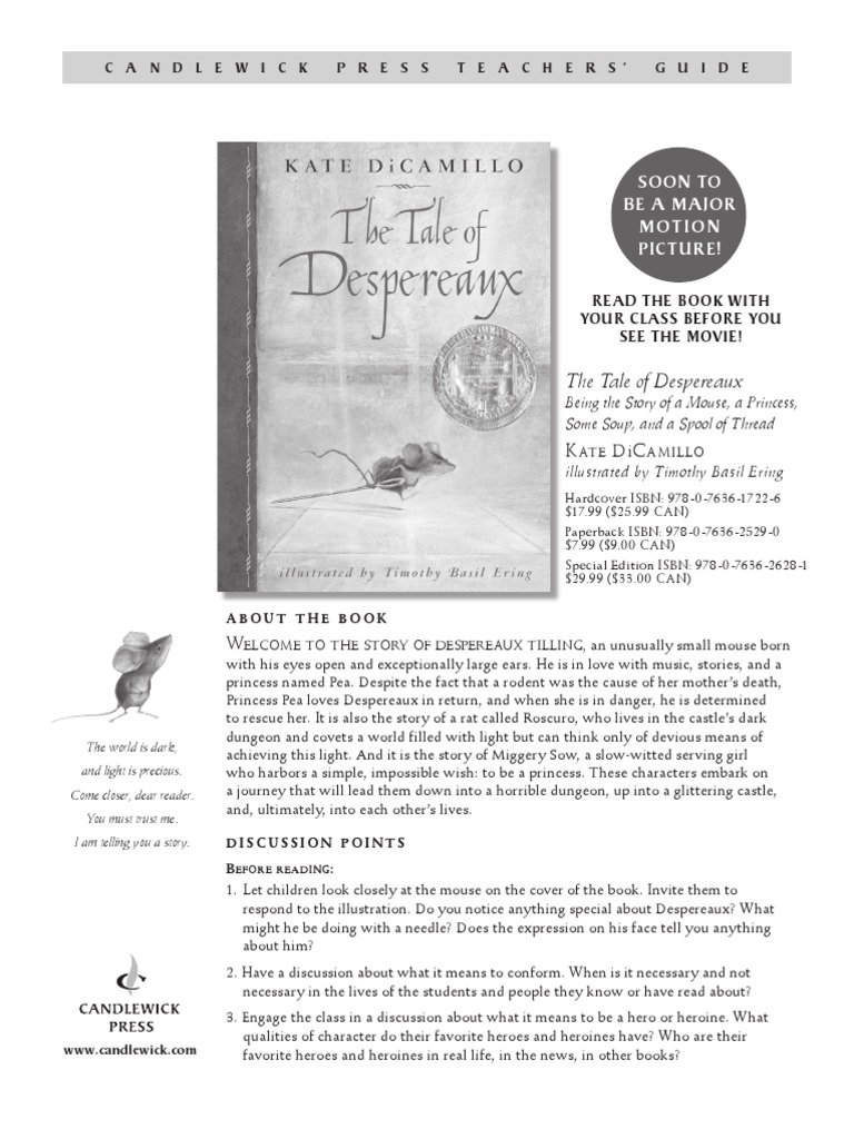 The Tale of Despereaux by Kate DiCamillo Teachers' Guide