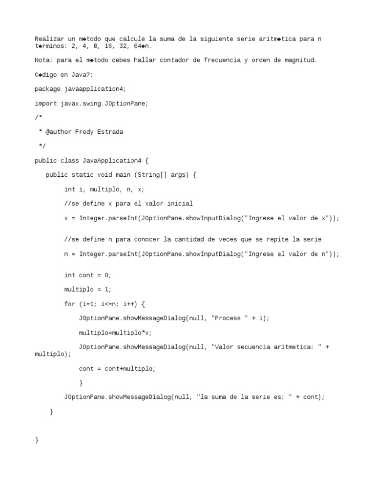 Suma de Serie Aritmética en Java | PDF | Informática