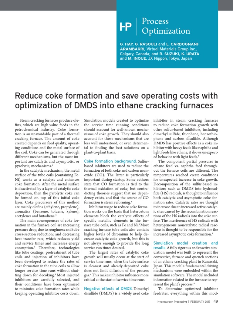 Optimizing DMDS in Ethane Cracking | PDF | Cracking (Chemistry) | Catalysis