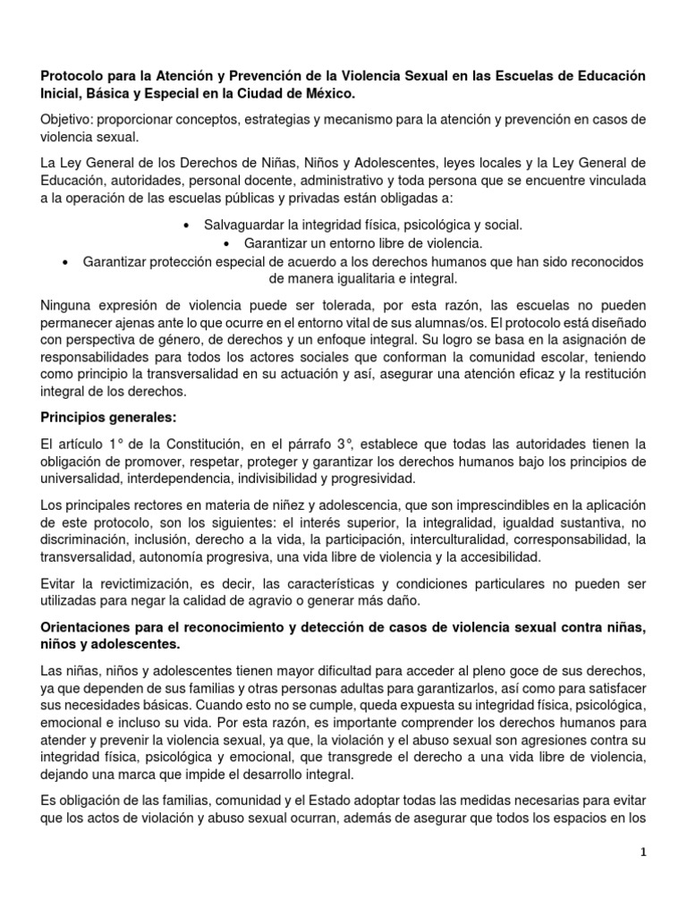 Protocolo para La Prevención y Atención de Abuso Sexual Infantil ...