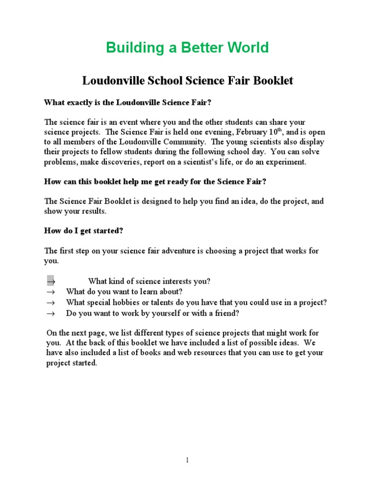 Loudonville Science Fair Guide | PDF | Experiment | Hypothesis