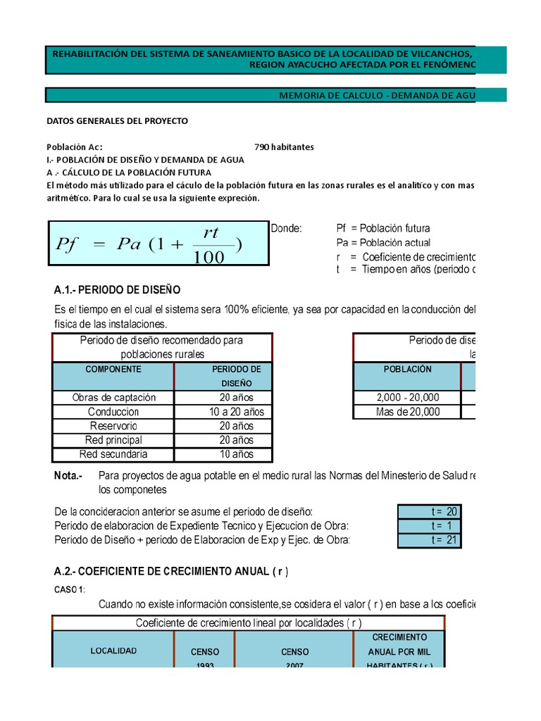 Calculo de La Demanda | Descargar gratis PDF | Hidrología | Agua y política
